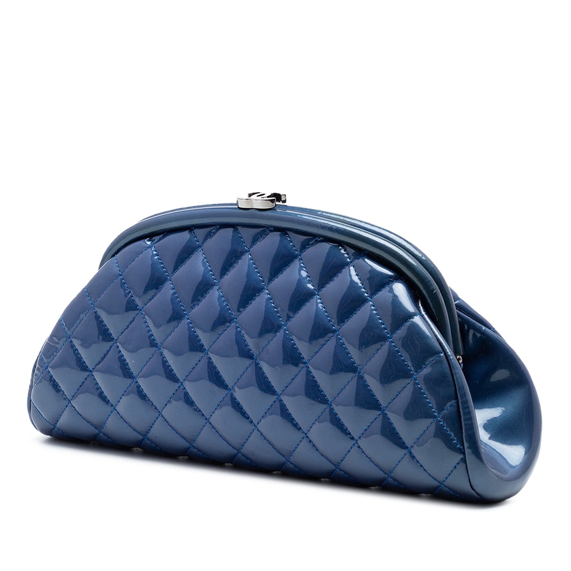 Quilted Patent Timeless Kiss Lock Clutch - Image 2