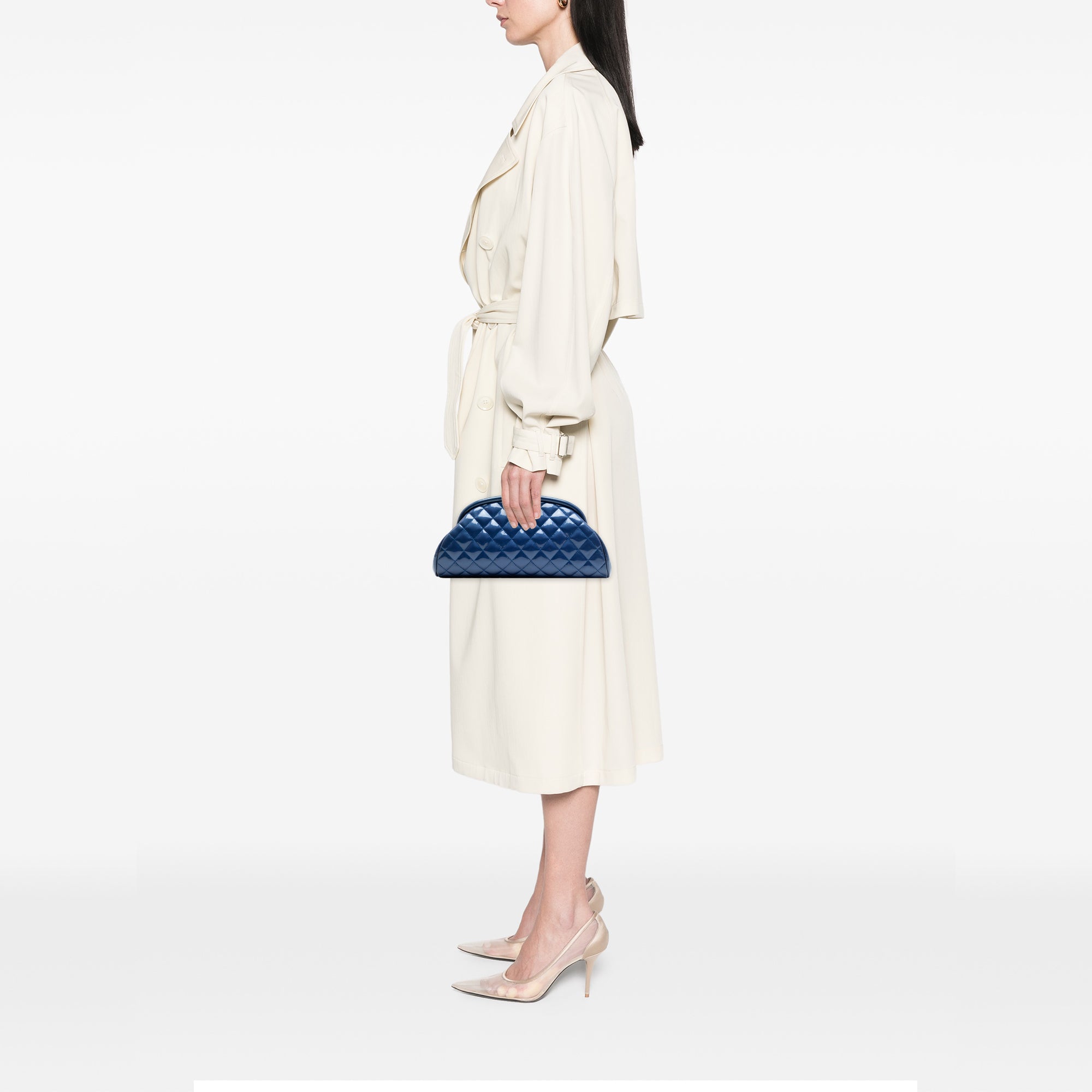 Quilted Patent Timeless Kiss Lock Clutch - Image 6