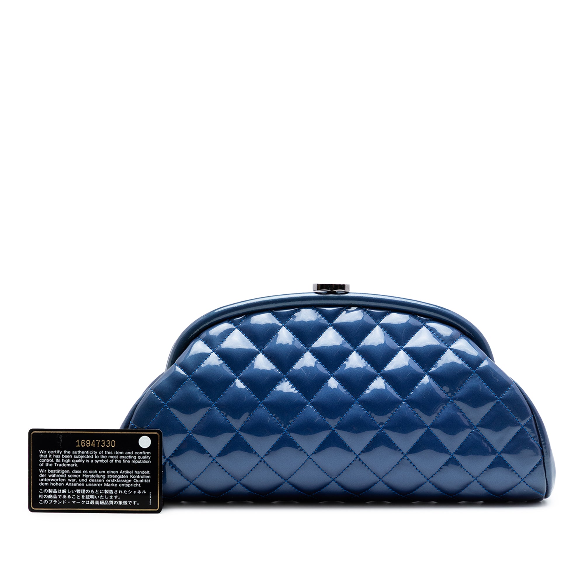 Quilted Patent Timeless Kiss Lock Clutch - Image 7