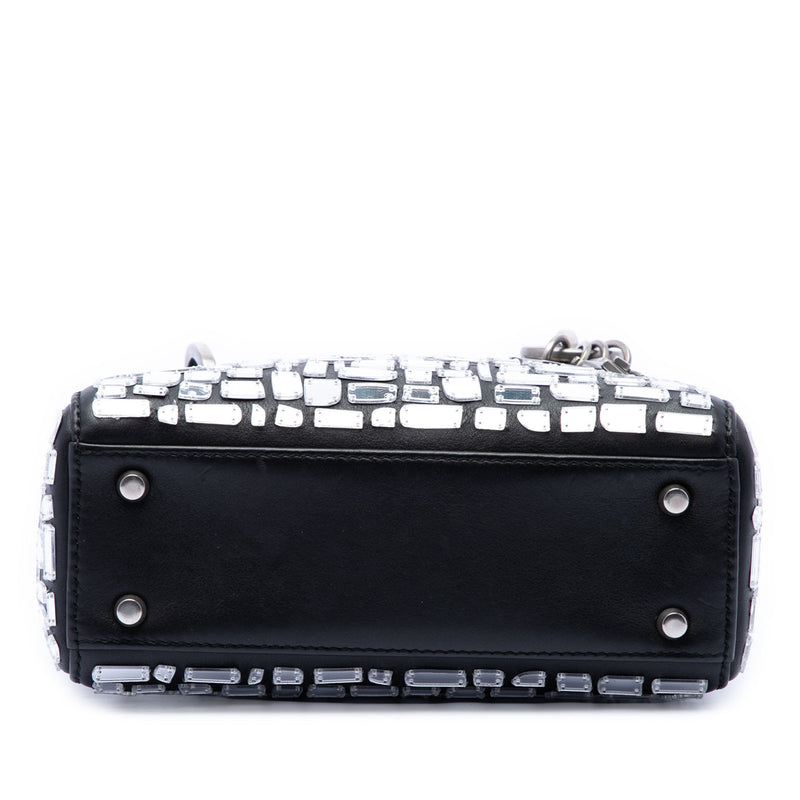 Mini Smooth Calfskin Embroidered Mosaic of Mirrors Lady Dior - Image 3