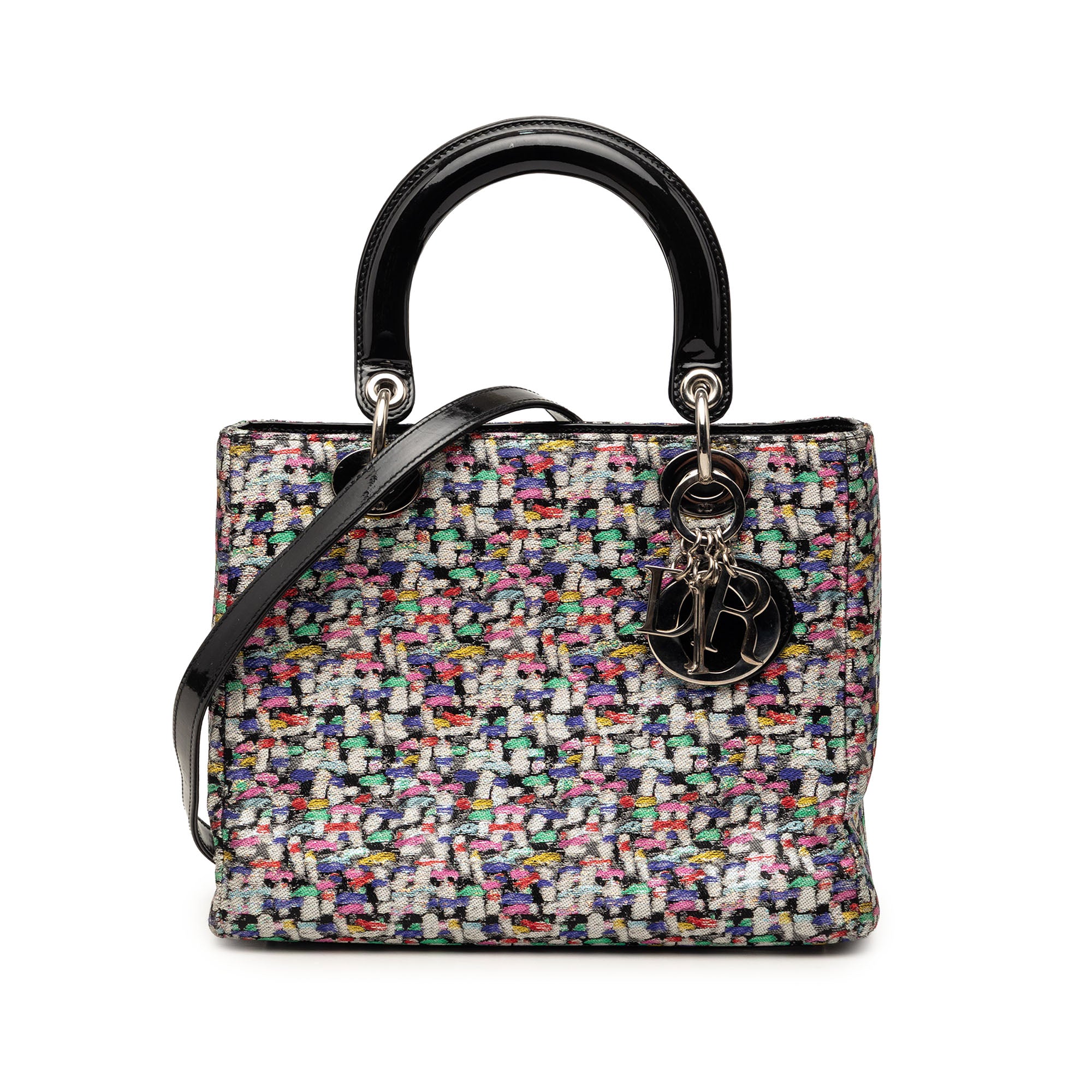 Medium Multicolor Metallic Fabric and Patent Leather Lady Dior - Image 1