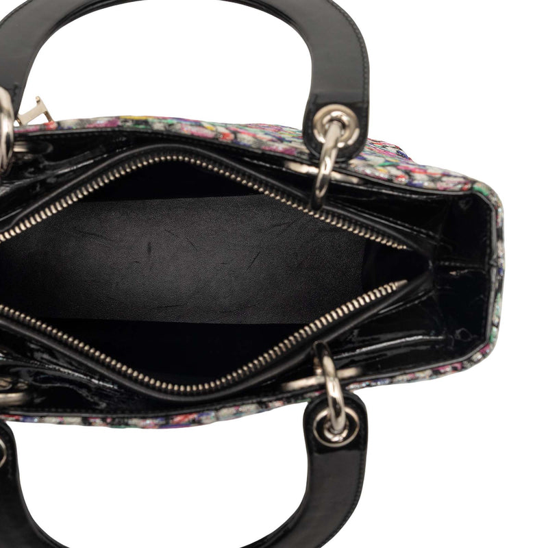 Medium Multicolor Metallic Fabric and Patent Leather Lady Dior - Image 4