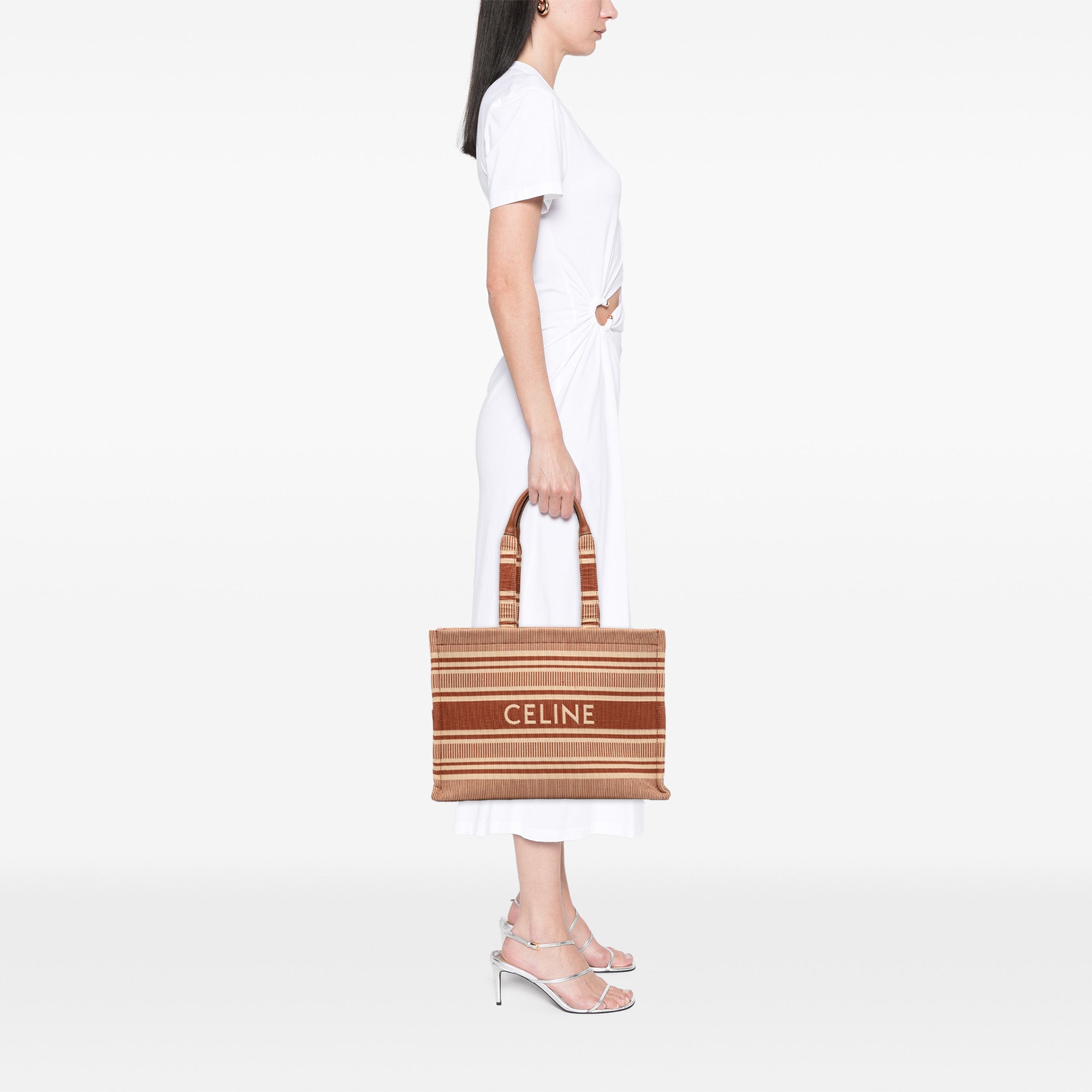 Large Striped Canvas Cabas Thais Tote - Image 6