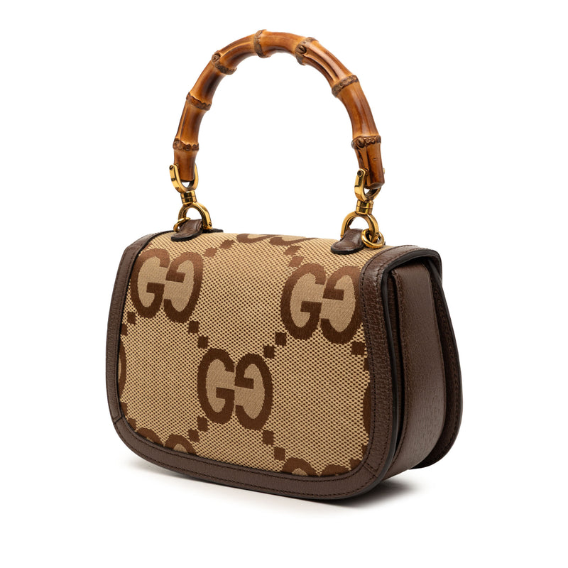 Small Jumbo GG Canvas Web Bamboo 1947 Top Handle Bag - Image 2