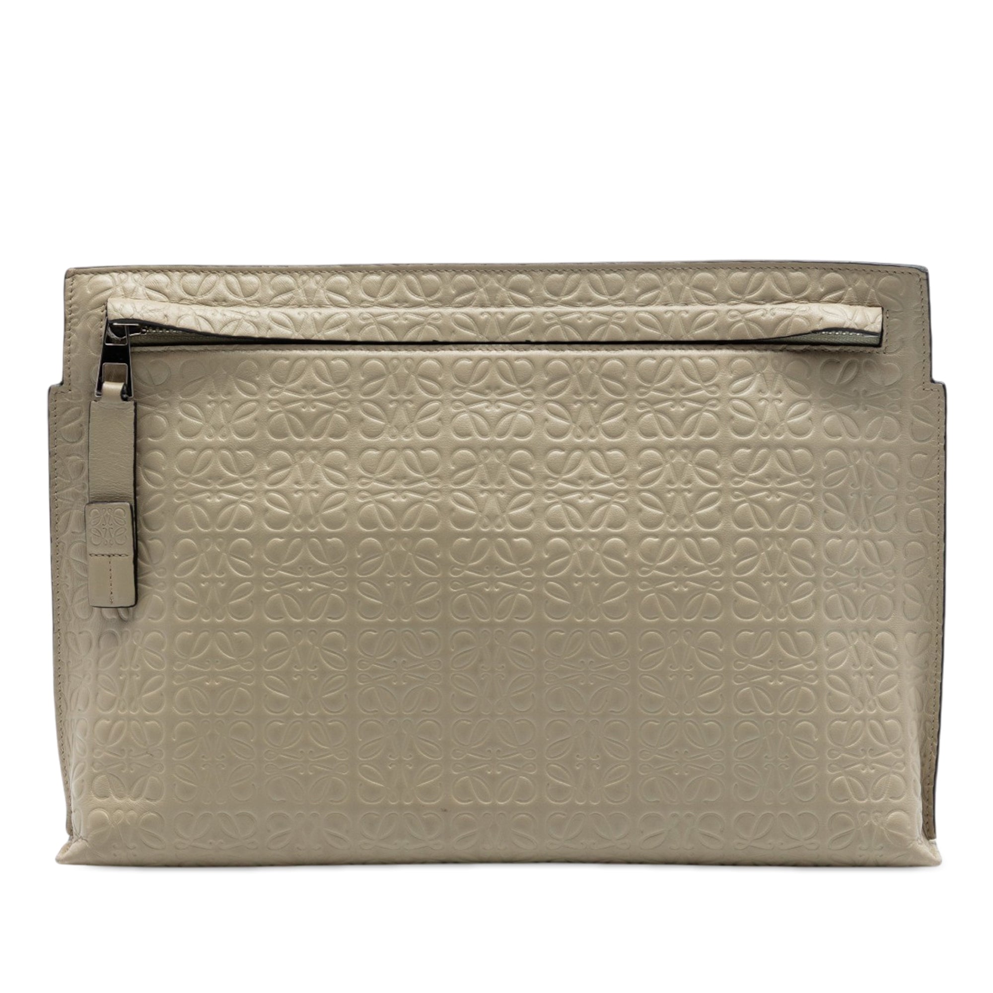 Embossed Anagram Leather Repeat T Clutch - Image 1