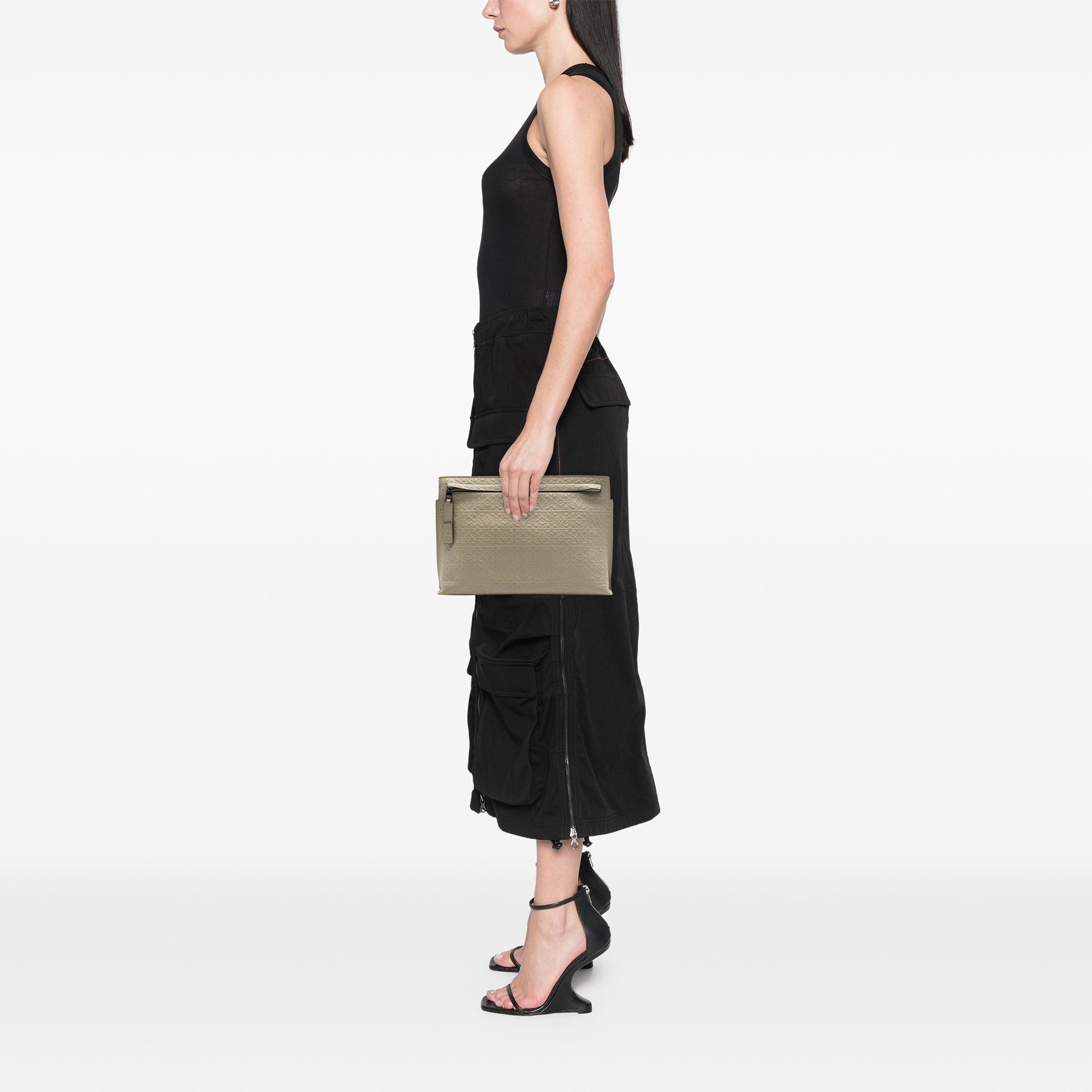 Embossed Anagram Leather Repeat T Clutch - Image 6