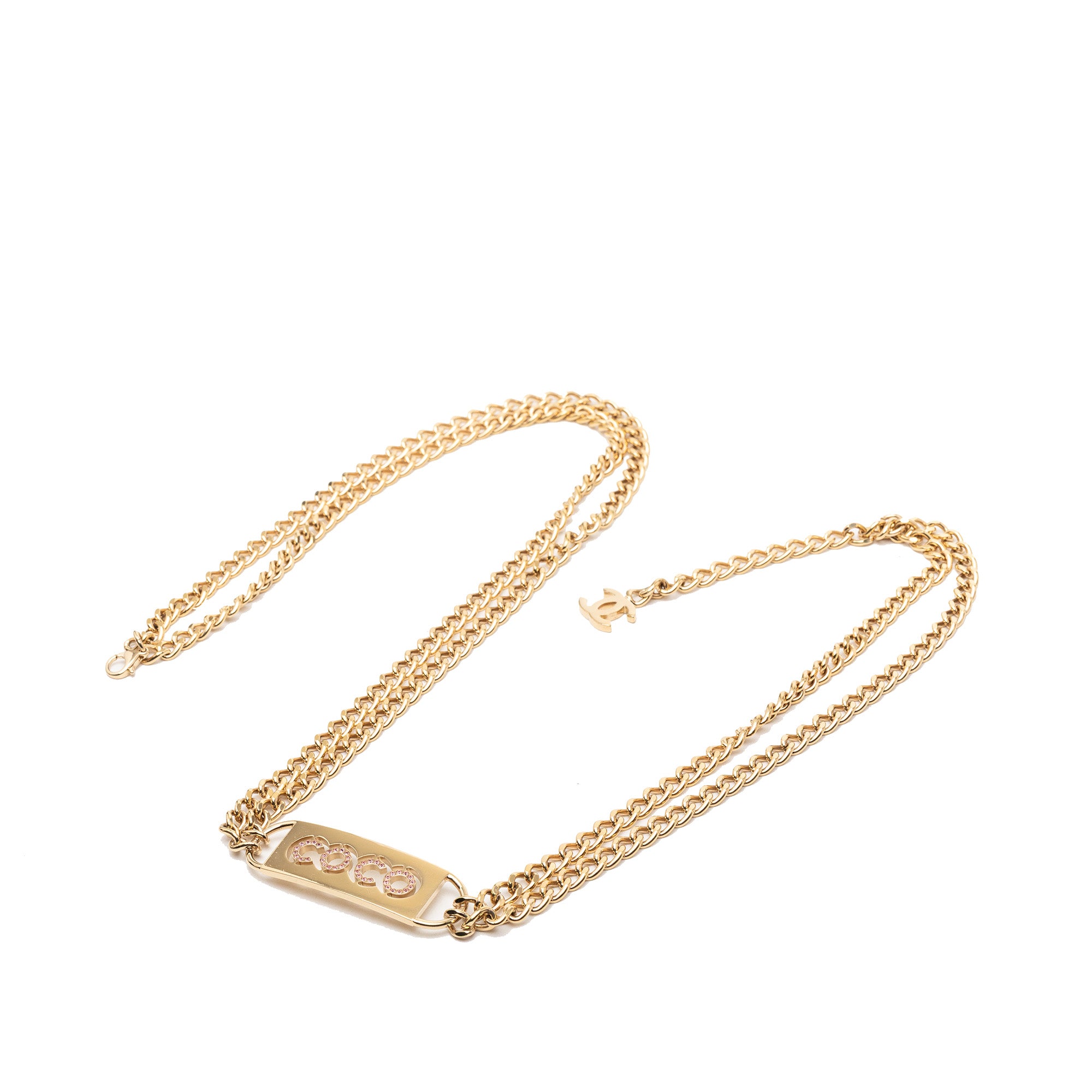 Gold Plated Strass Coco Double Chain Belt - Image 1