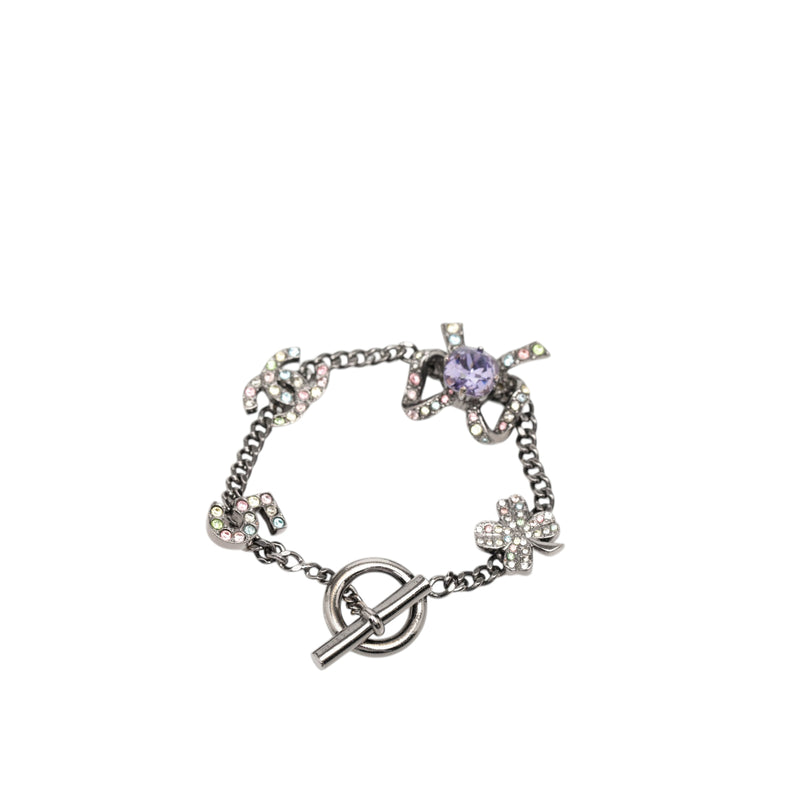 Silver Plated Crystal CC No. 5 Bow Charm Bracelet - Image 3