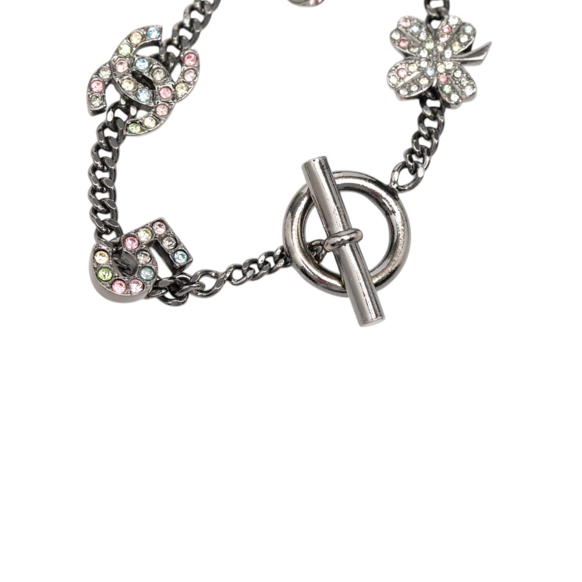 Silver Plated Crystal CC No. 5 Bow Charm Bracelet - Image 4