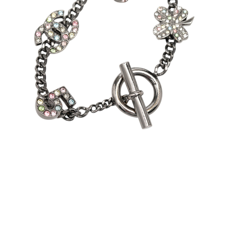 Silver Plated Crystal CC No. 5 Bow Charm Bracelet - Image 4