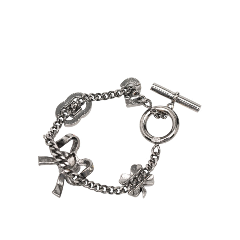 Silver Plated Crystal CC No. 5 Bow Charm Bracelet - Image 5
