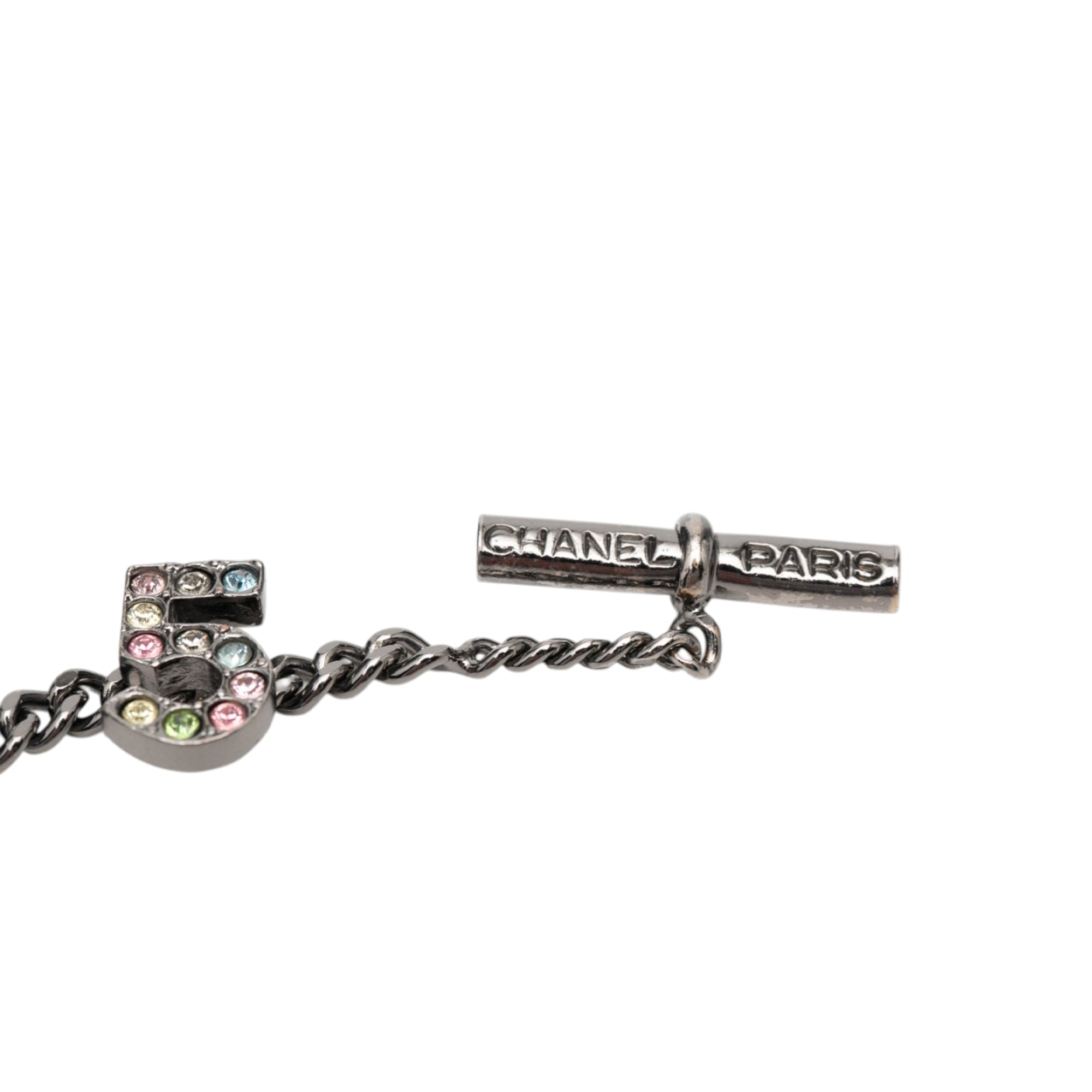 Silver Plated Crystal CC No. 5 Bow Charm Bracelet - Image 7