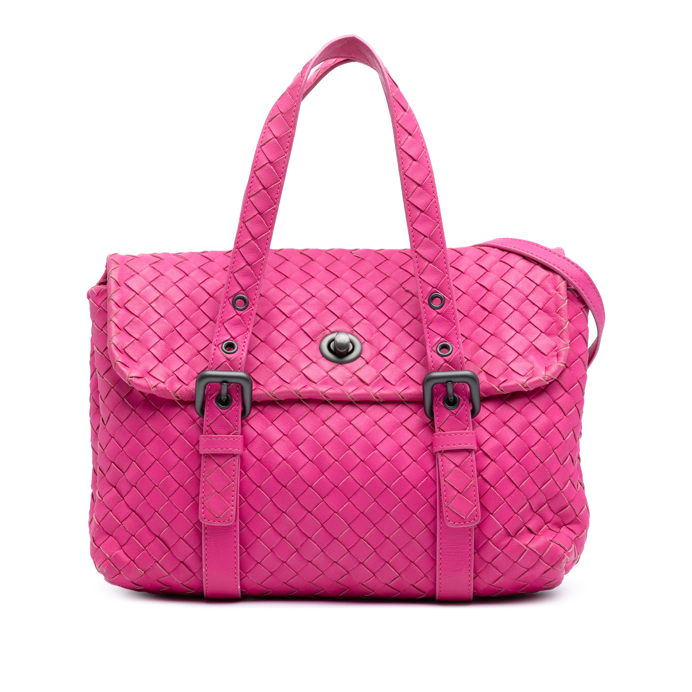 Nappa Intrecciato Flap Satchel - Image 1