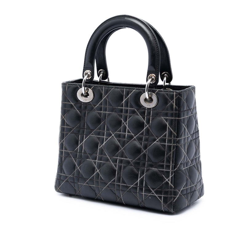 Medium Lambskin Cannage Contrast Stitch Lady Dior - Image 2