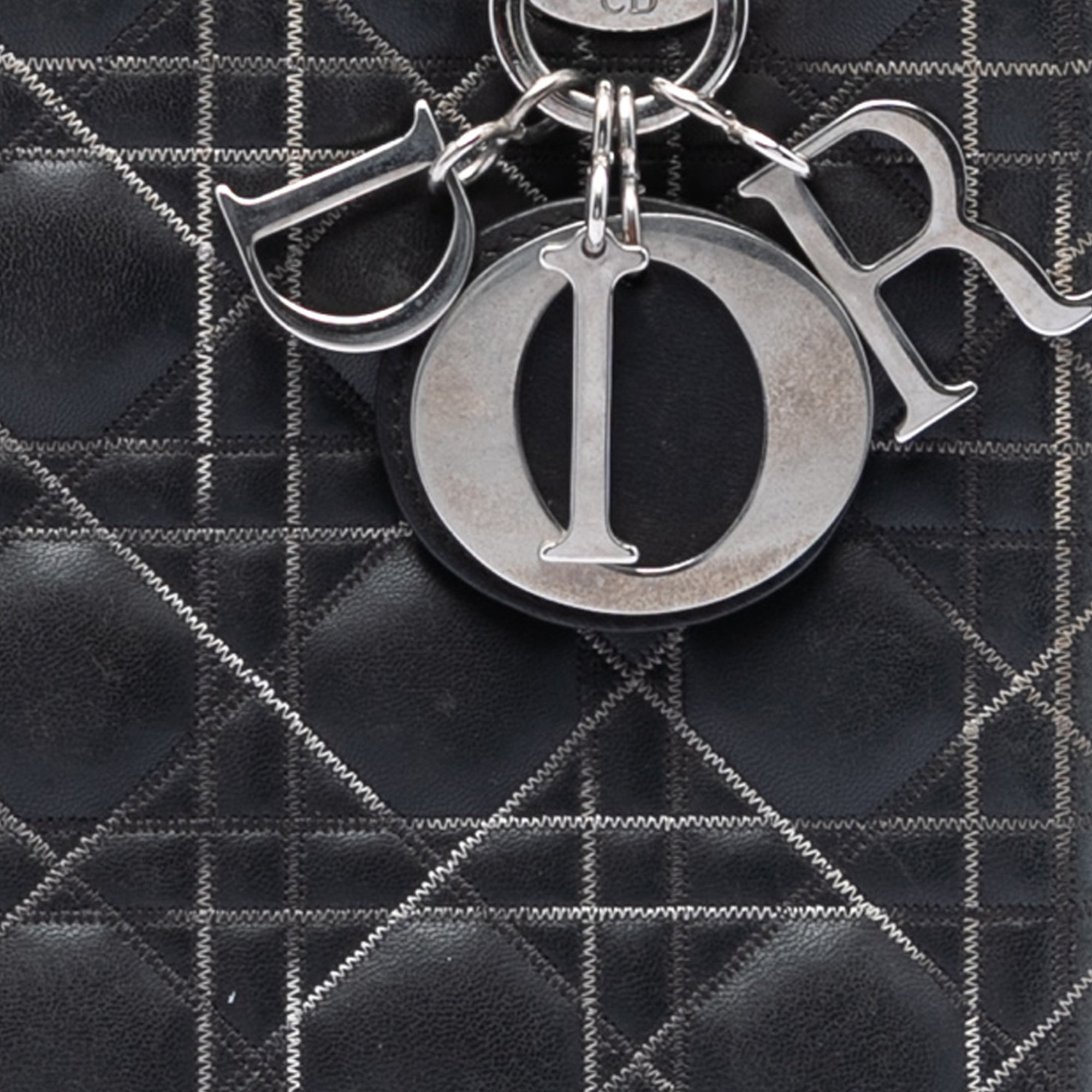 Medium Lambskin Cannage Contrast Stitch Lady Dior - Image 5