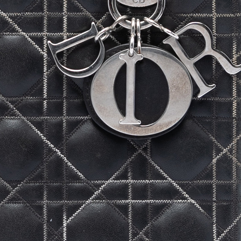 Medium Lambskin Cannage Contrast Stitch Lady Dior - Image 5