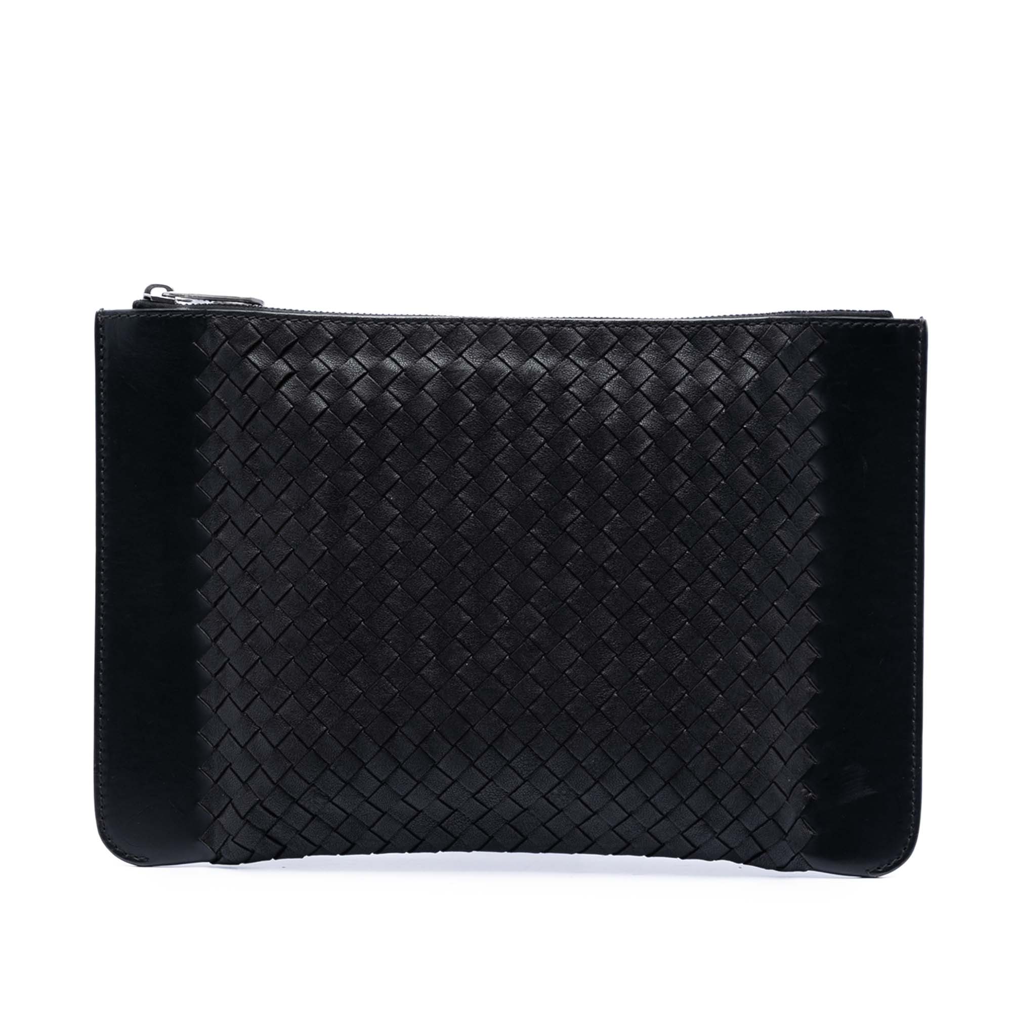 Intrecciato Trimmed Leather Clutch - Image 1