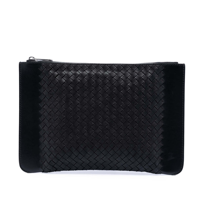 Intrecciato Trimmed Leather Clutch