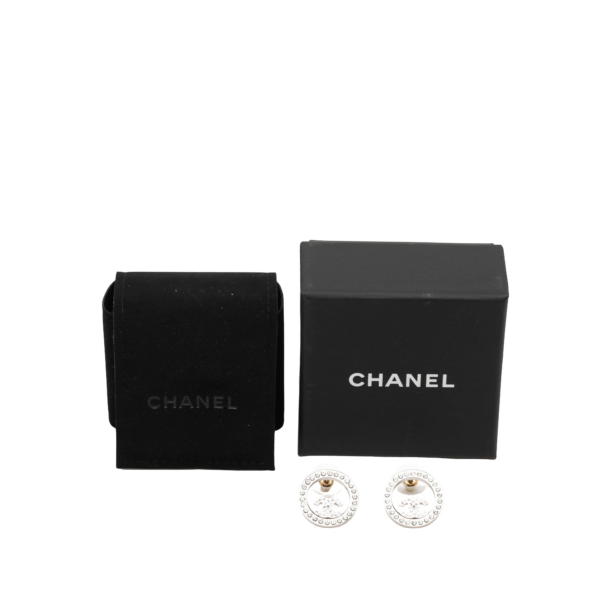 CC Brass Strass Push Back Earrings - Image 4