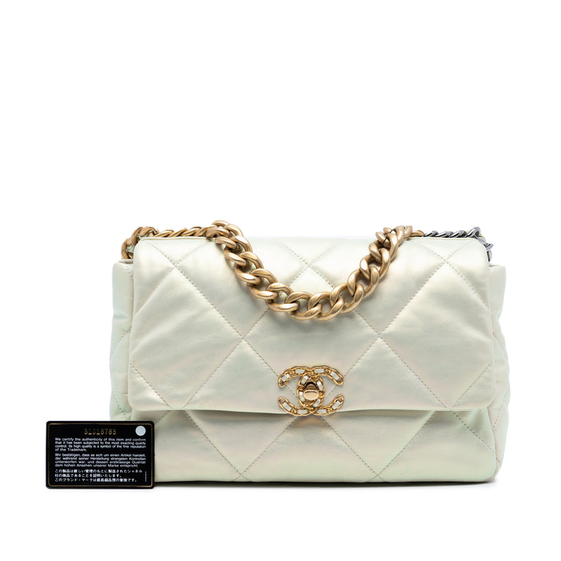 Large Iridescent Lambskin 19 Flap - Image 8