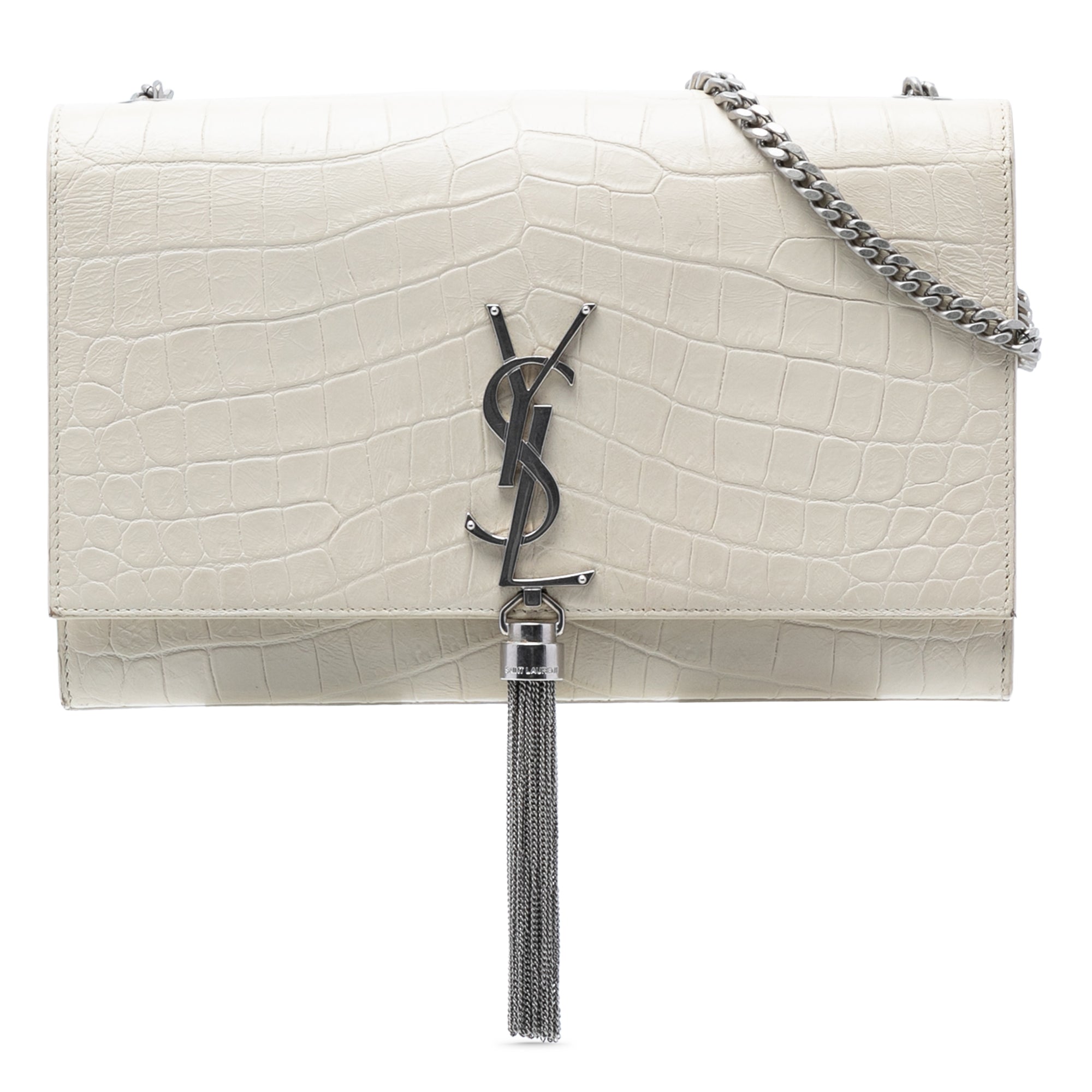 Medium Croc Embossed Leather Monogram Kate Tassel Crossbody - Image 1