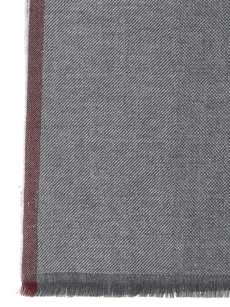 Brunello Cucinelli Diagonal Wool And Cashmere Scarf — Grey Scarfs
