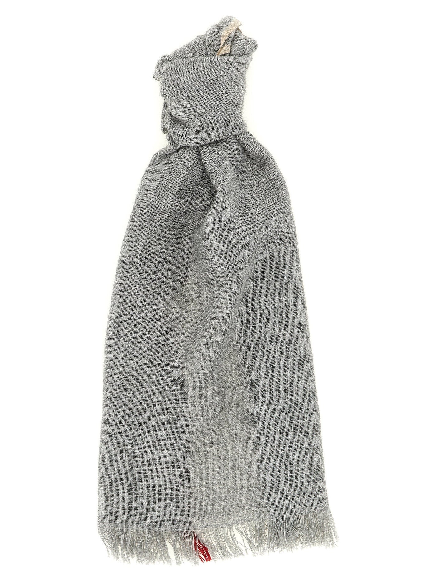 Brunello Cucinelli Cashmere-Silk Blend Scarf — Grey Cashmere And Silk Scarfs