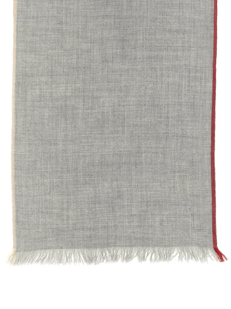 Brunello Cucinelli Cashmere-Silk Blend Scarf — Grey Cashmere And Silk Scarfs