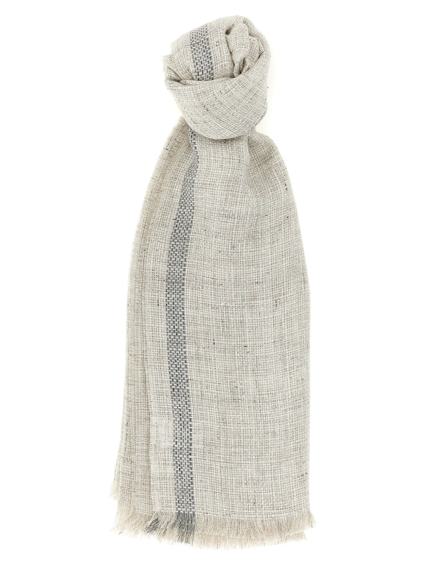 Brunello Cucinelli Bouclé Linen Scarf — Cream Scarfs