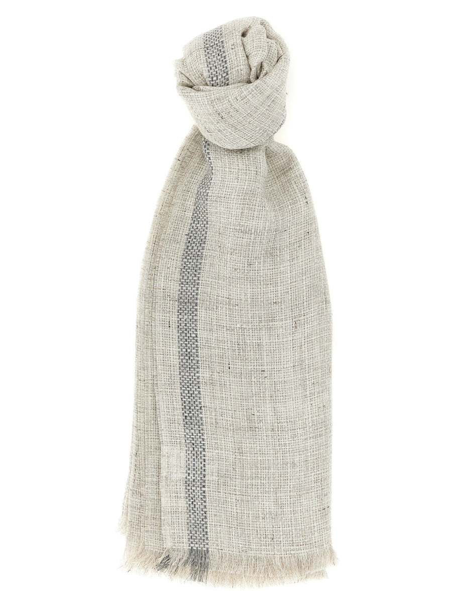Brunello Cucinelli Bouclé Linen Scarf — Cream Scarfs
