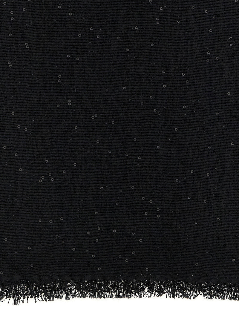 Brunello Cucinelli Diamante Cashmere-Silk Scarf — Black Cashmere And Silk Scarfs
