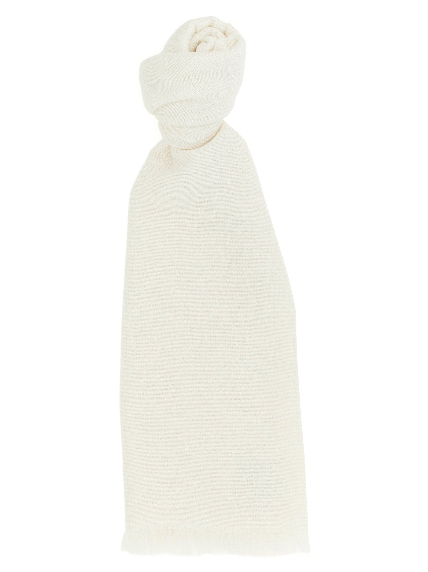 Brunello Cucinelli Diamante Scarf — Cream Cashmere And Silk Scarfs