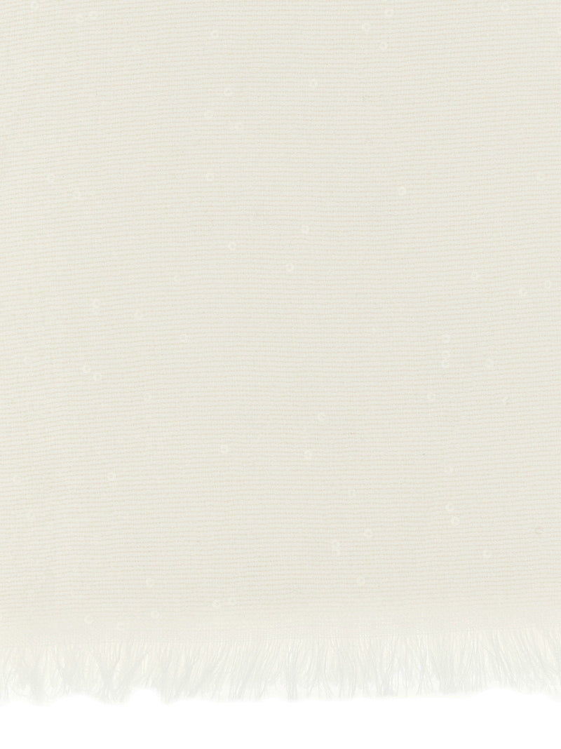 Brunello Cucinelli Diamante Scarf — Cream Cashmere And Silk Scarfs