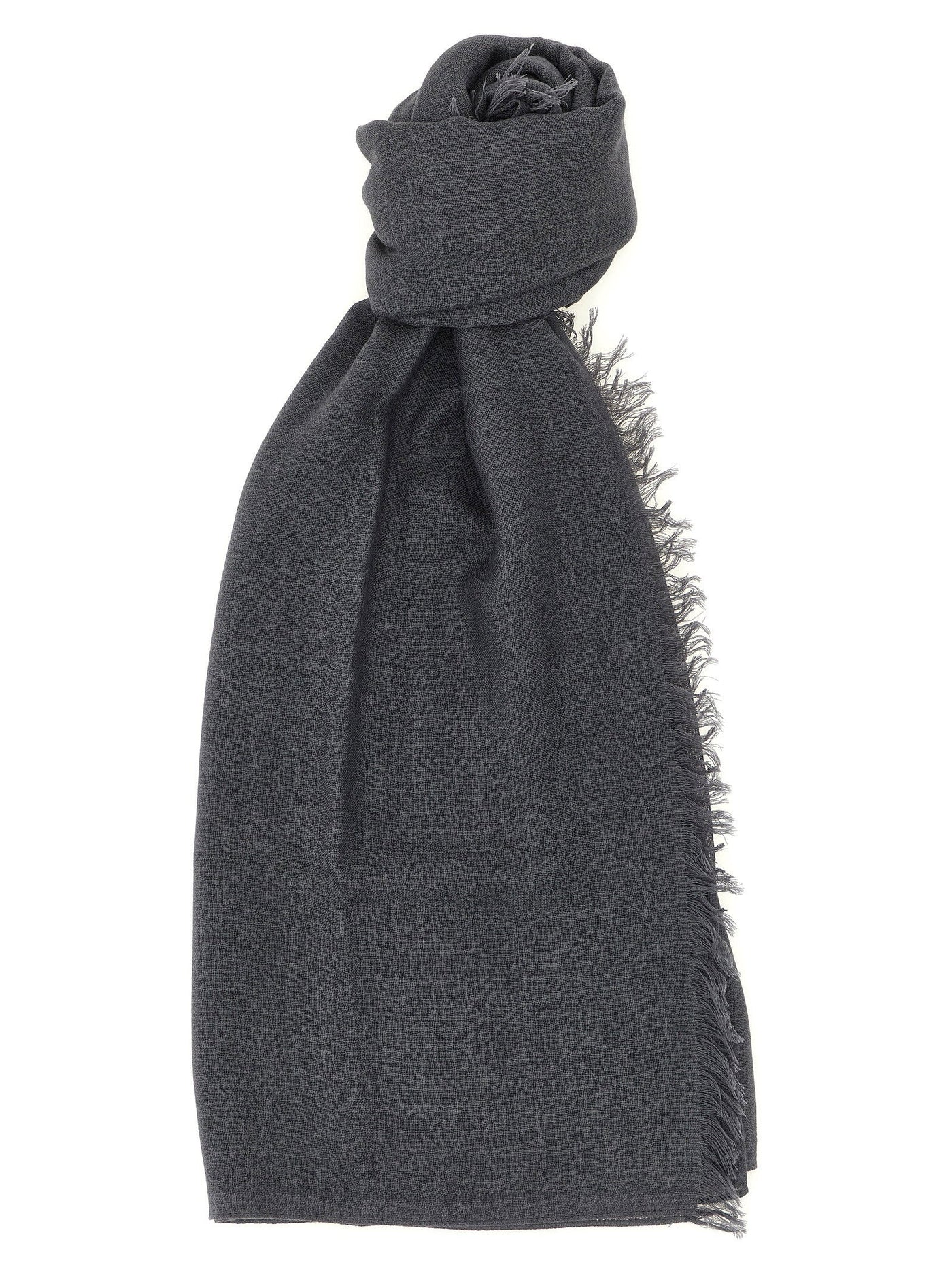 Brunello Cucinelli Cashmere Silk Blend Scarf — Grey And Scarfs