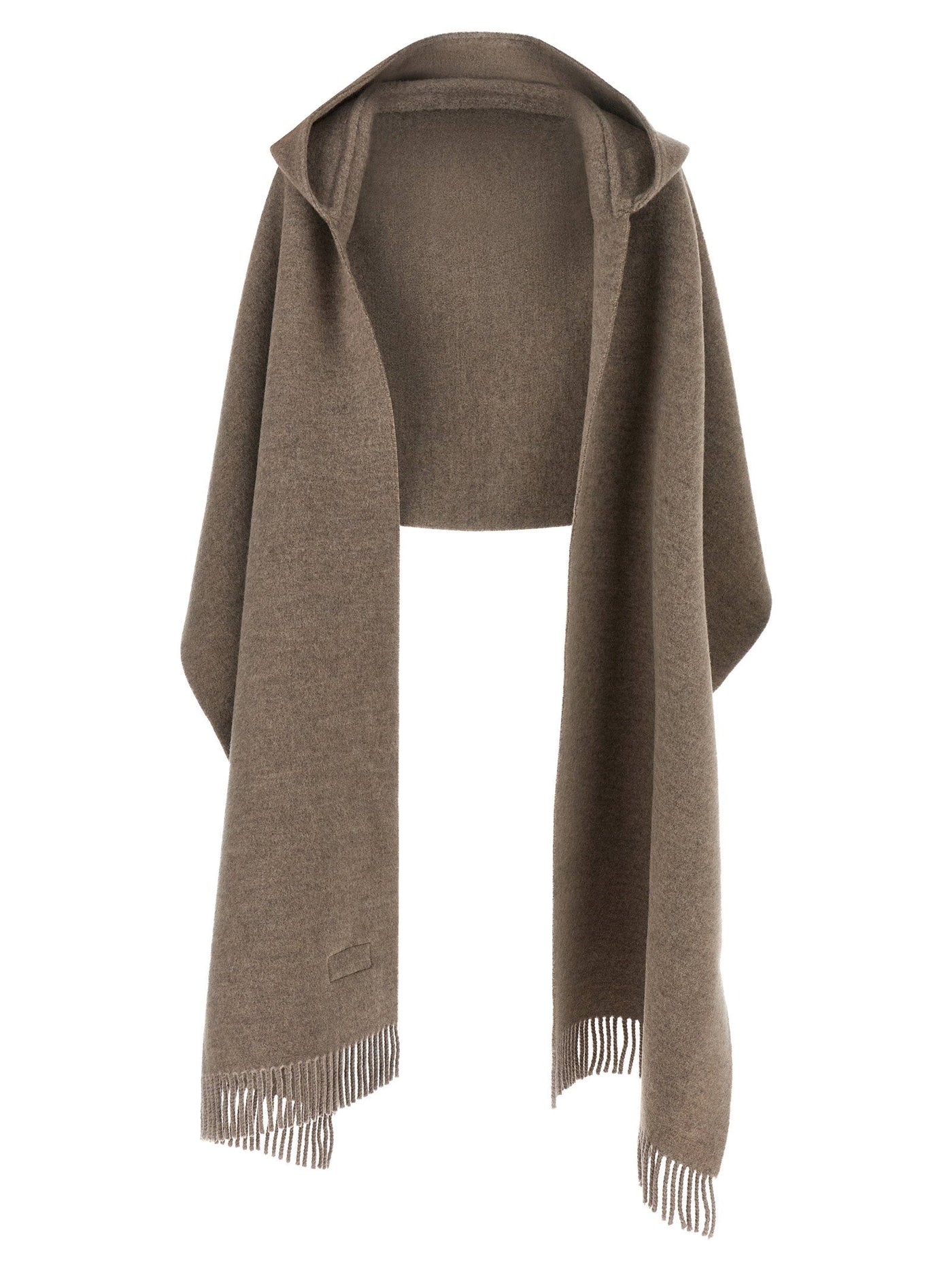 Brunello Cucinelli Hooded Wool Cashmere Scarf — Taupe And Blend Scarfs