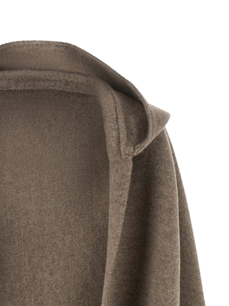 Brunello Cucinelli Hooded Wool Cashmere Scarf — Taupe And Blend Scarfs