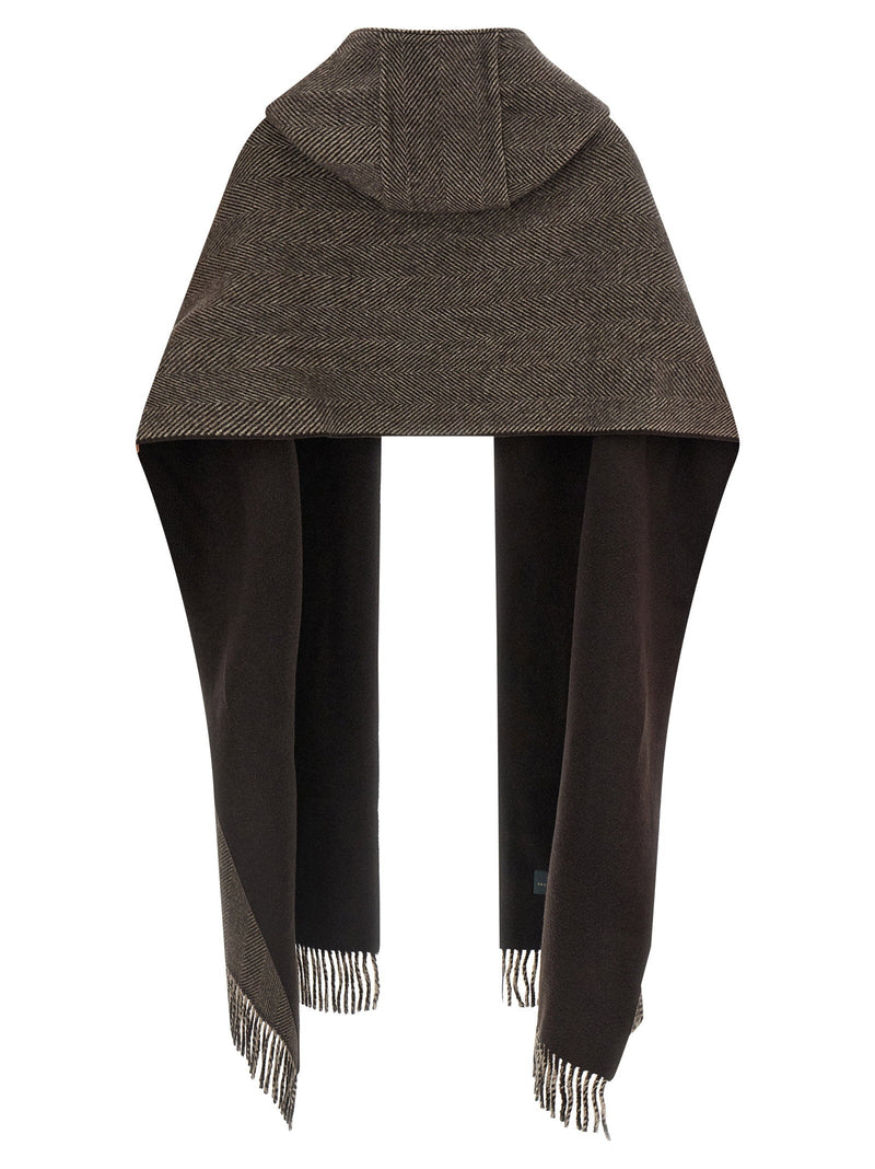 Brunello Cucinelli Reversible Hooded Cashmere Scarf — Brown Pure Scarfs