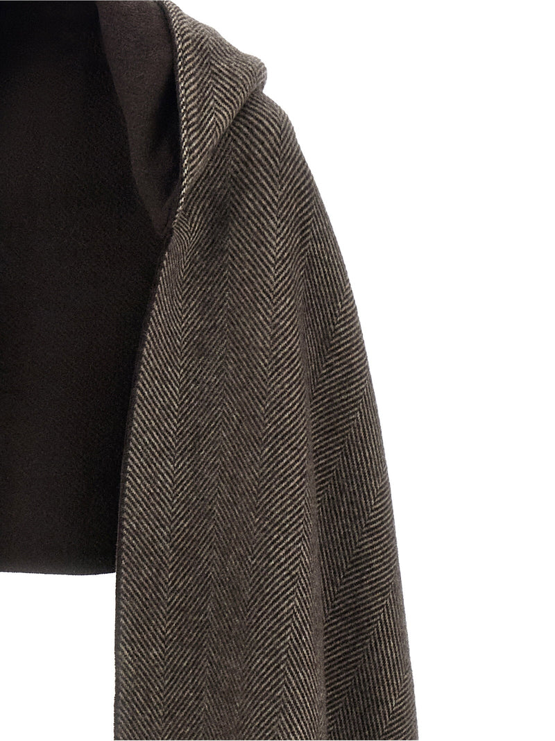 Brunello Cucinelli Reversible Hooded Cashmere Scarf — Brown Pure Scarfs