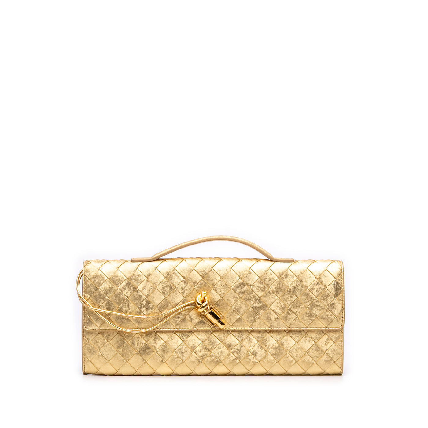 Metallic Lambskin Intrecciato Andiamo Clutch - Image 1