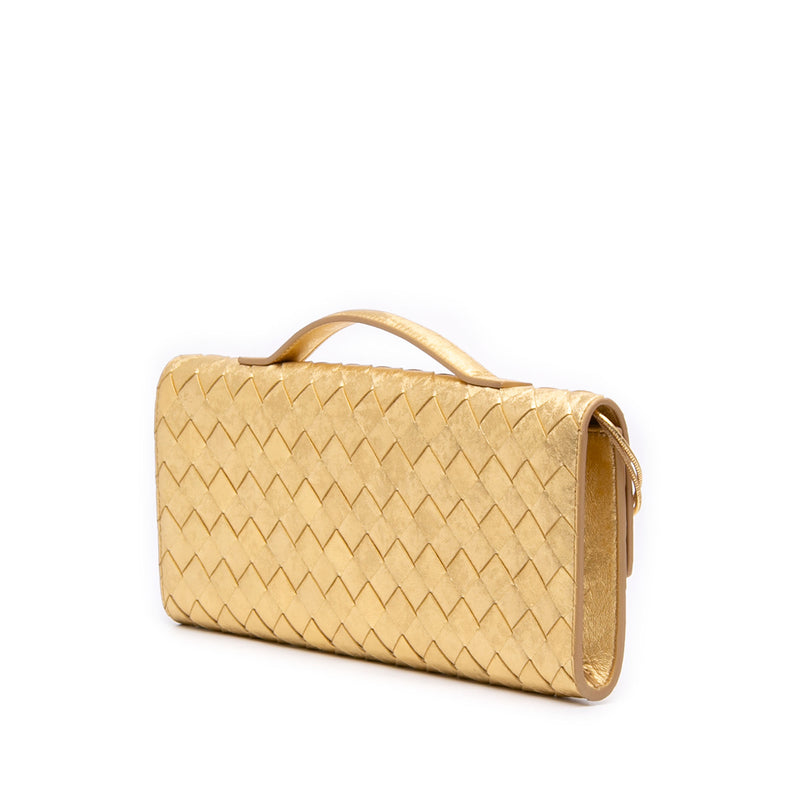 Metallic Lambskin Intrecciato Andiamo Clutch - Image 2