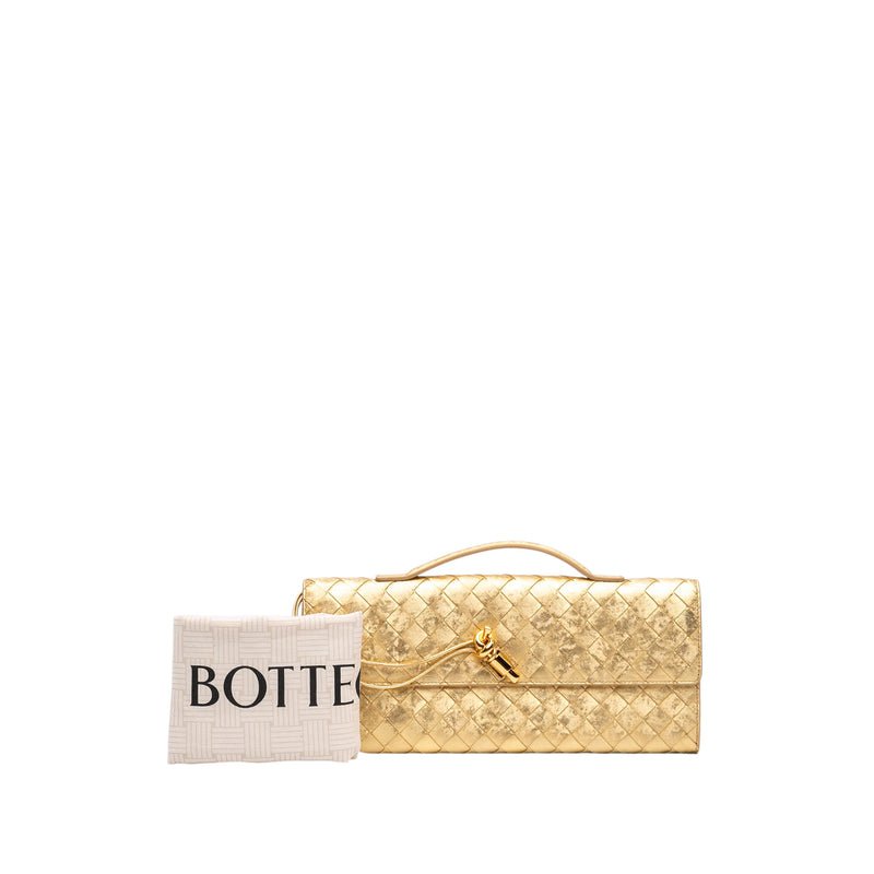 Metallic Lambskin Intrecciato Andiamo Clutch - Image 7