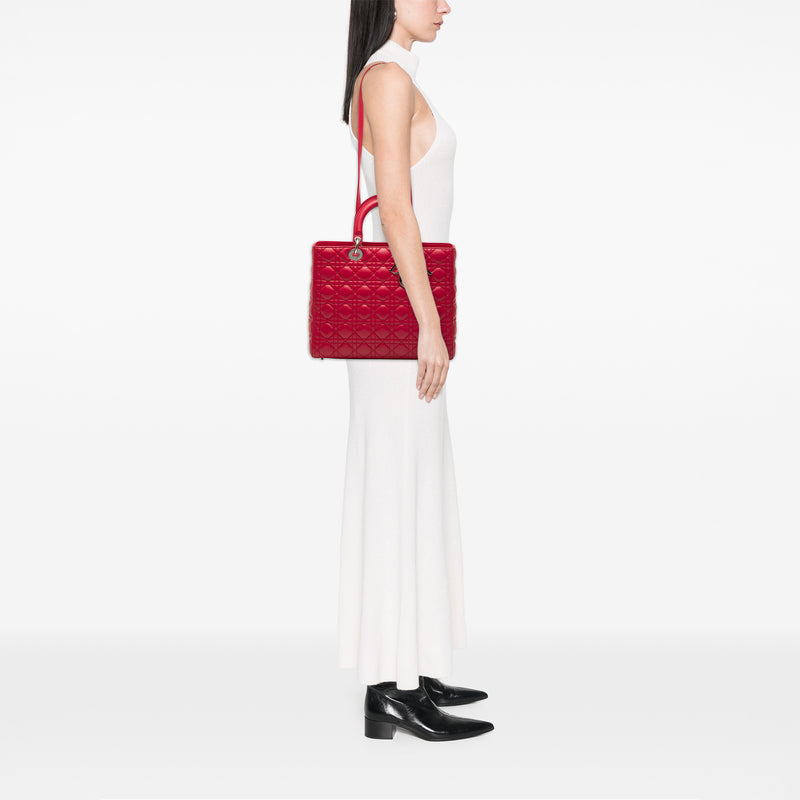 Large Lambskin Cannage Lady Dior - Image 6