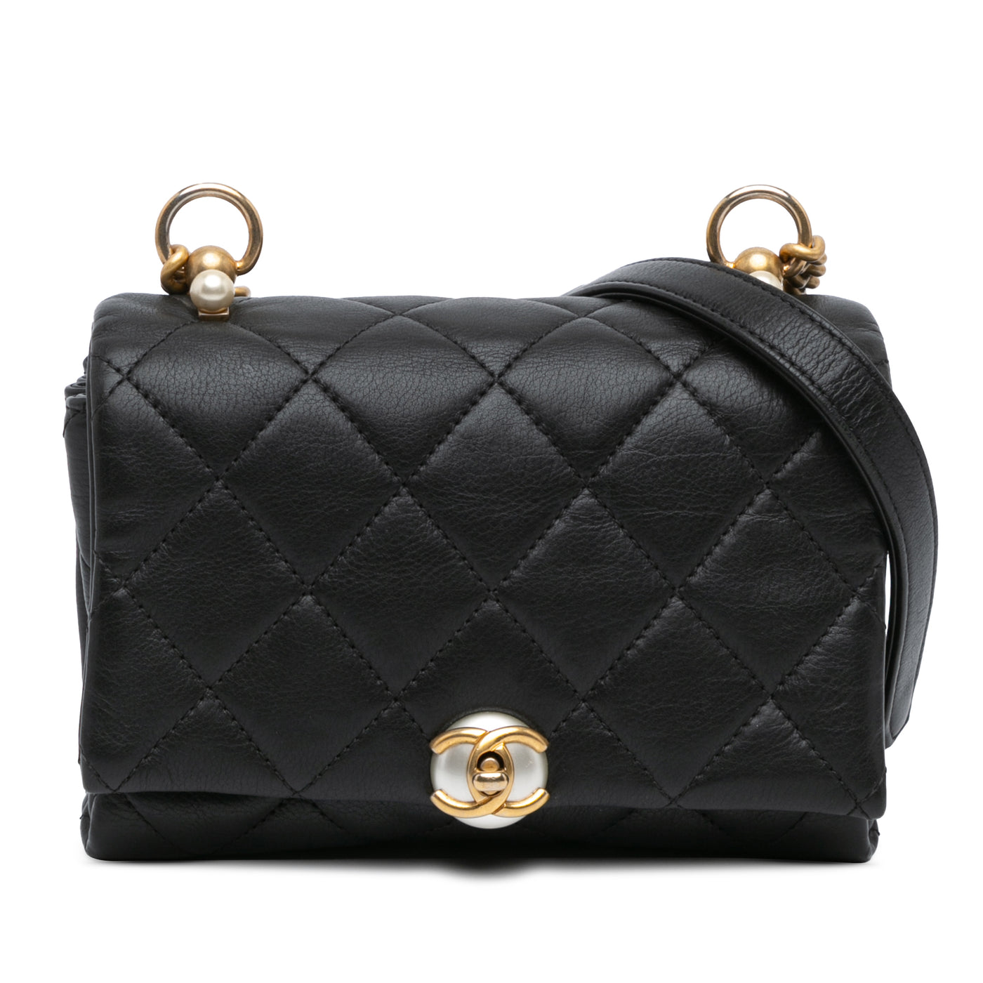 Mini Quilted Calfskin Pearl CC Accordion Flap - Image 1