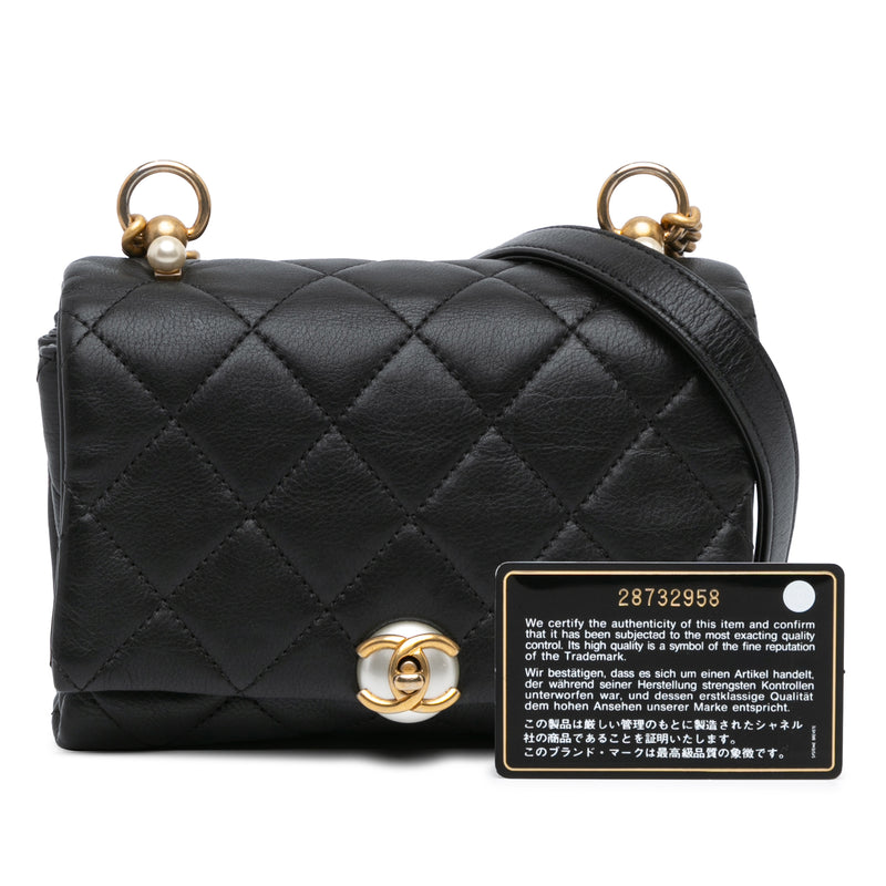 Mini Quilted Calfskin Pearl CC Accordion Flap - Image 10