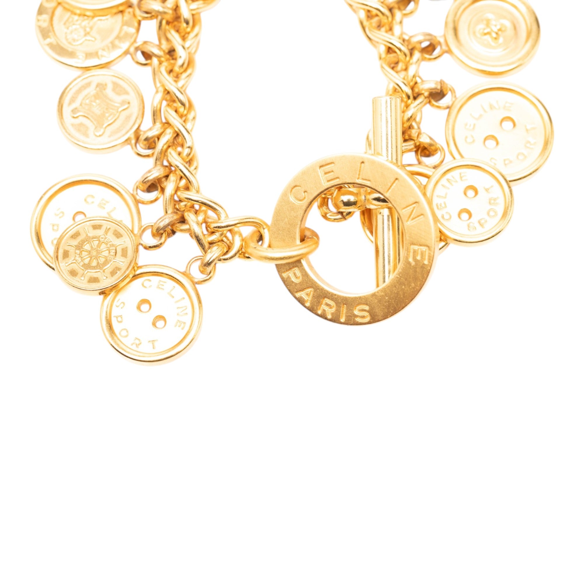 Gold Plated Sport Button Medallion Charm Bracelet - Image 4
