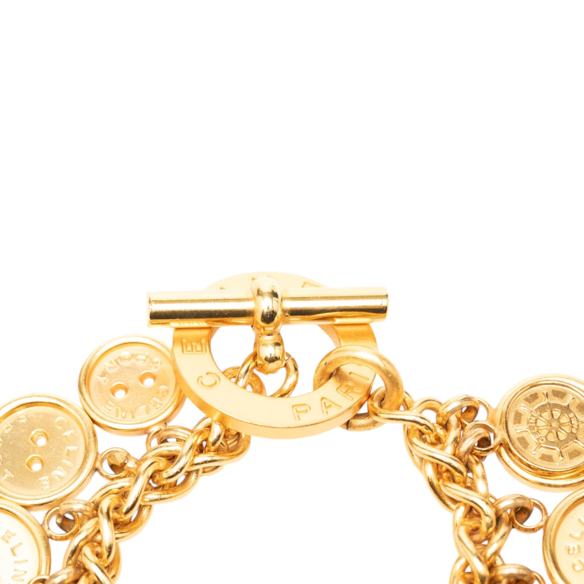 Gold Plated Sport Button Medallion Charm Bracelet - Image 5