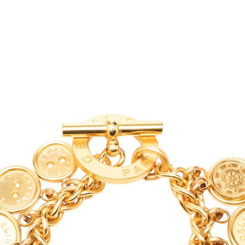 Gold Plated Sport Button Medallion Charm Bracelet - Image 5