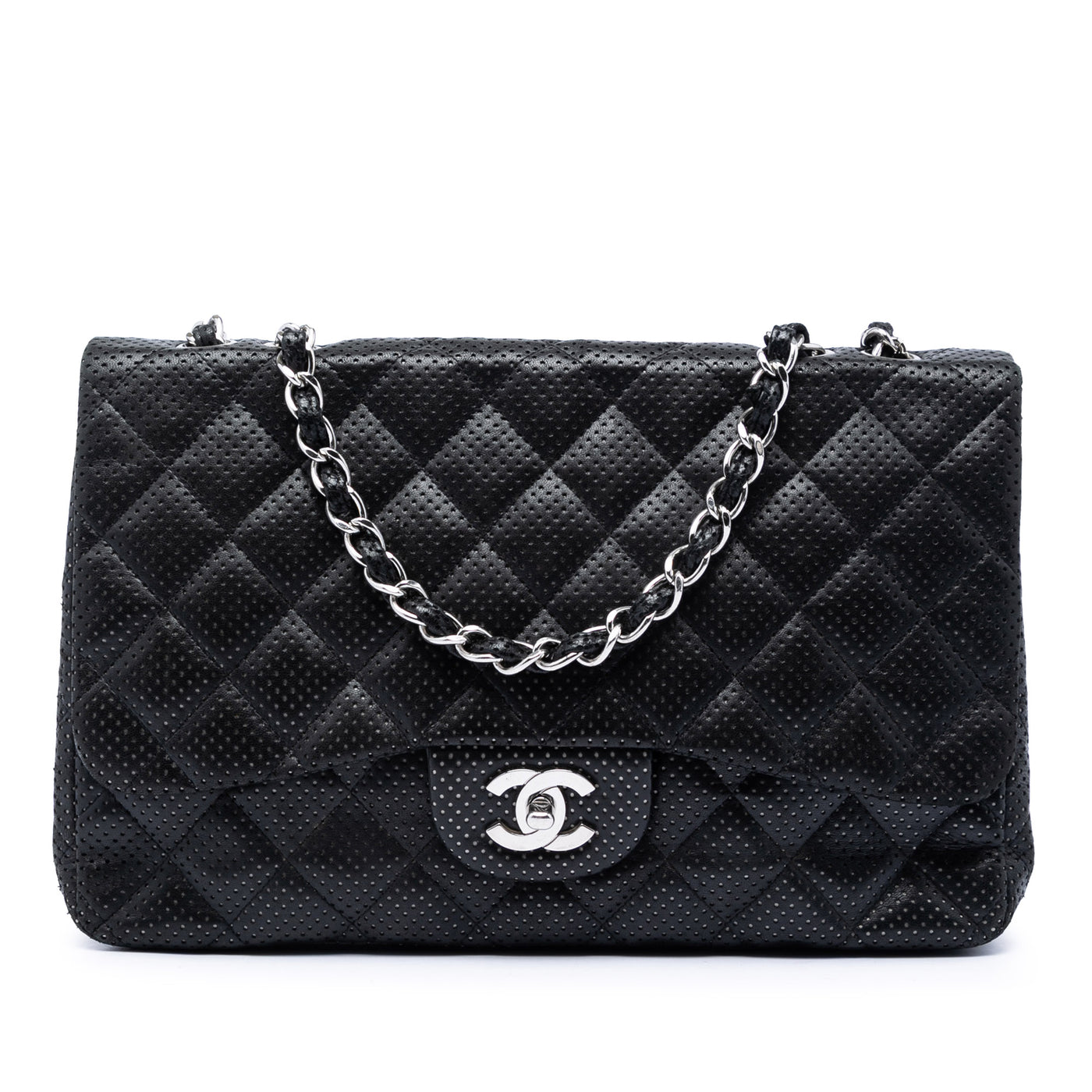 Jumbo Classic Perforated Lambskin Single Flap - Image 1