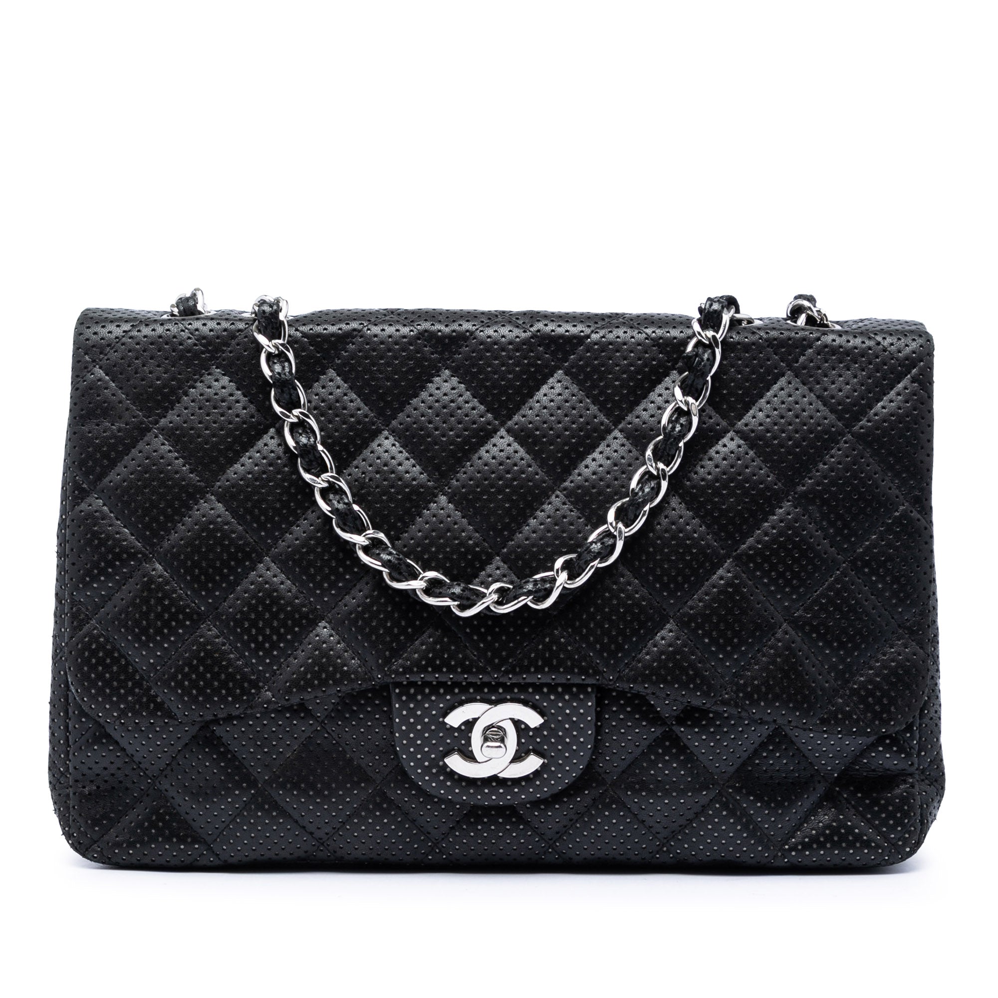 Jumbo Classic Perforated Lambskin Single Flap - Image 1