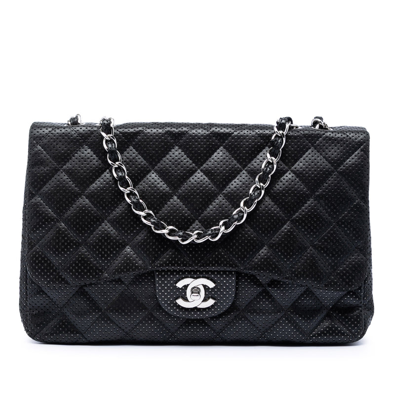 Jumbo Classic Perforated Lambskin Single Flap